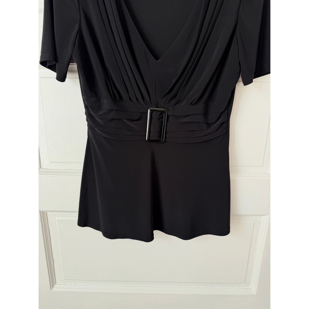 Julian Taylor Babydoll Top Pleated V-Neck Belted Waist Y2K Business Clubwear 4P - Picture 5 of 13